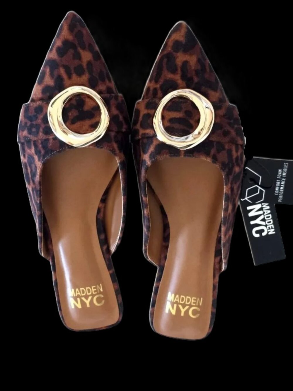 Madden NYC Leopard Cheetah Gold Buckle Slip On Flat Casual Work School Travel
